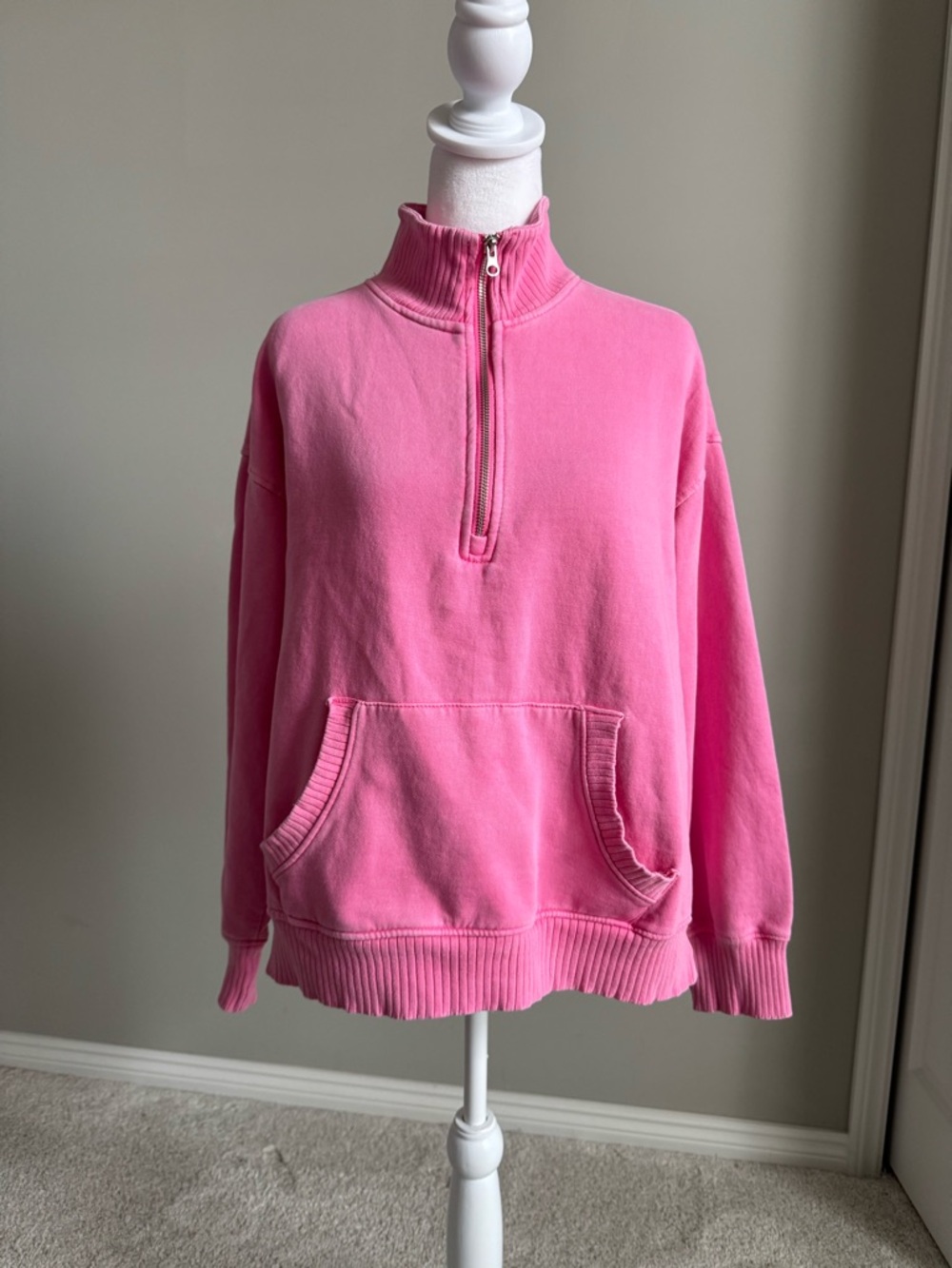 C&C California Neon Pink Half-Zip Pullover Sweatshirt